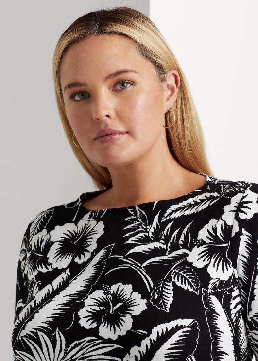 Ralph Lauren naised lilleline veniv puuvillane t-särk PR0V4526 must valge