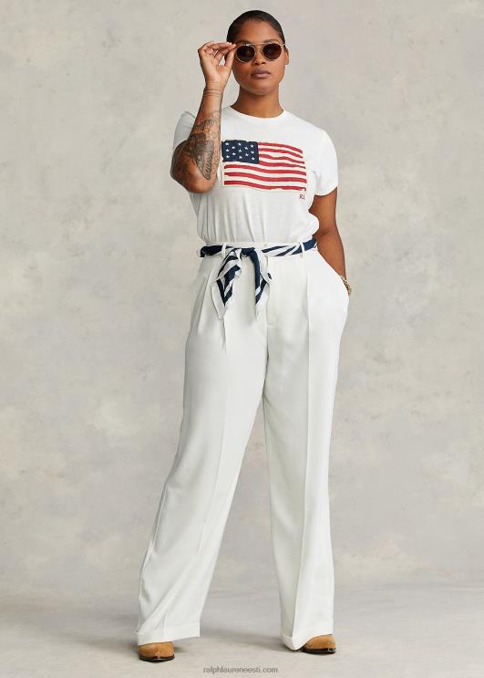 Ralph Lauren naised lipuga trikoo graafiline T-särk PR0V3356 kreem