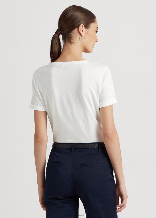 Ralph Lauren naised logo-aplikatsiooniga puuvillasegune tee PR0V9571