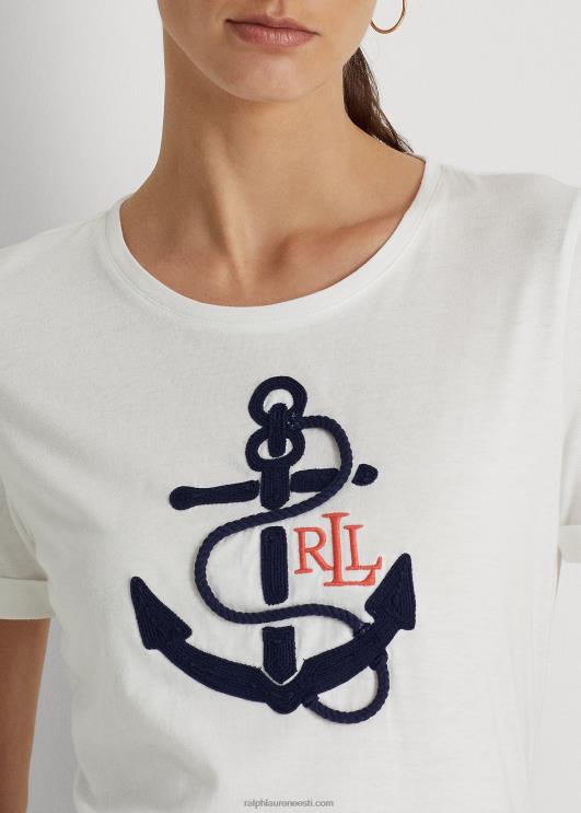 Ralph Lauren naised logo-aplikatsiooniga puuvillasegune tee PR0V9571