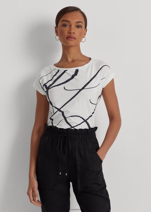 Ralph Lauren naised logo-trükiga puuvillasegu top PR0V4246 valge