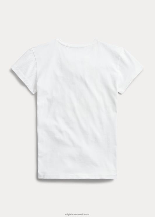 Ralph Lauren naised logoga puuvillane trikoosärk PR0V3679 valge