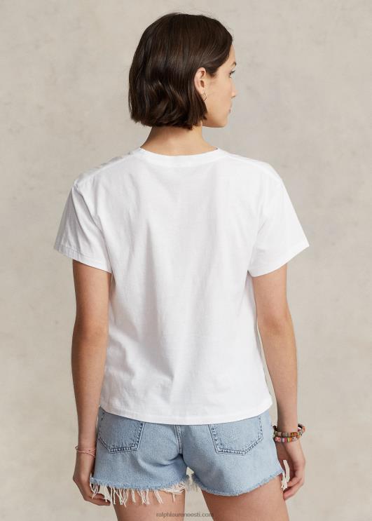 Ralph Lauren naised logograafiline puuvillane trikoosärk PR0V2982 valge