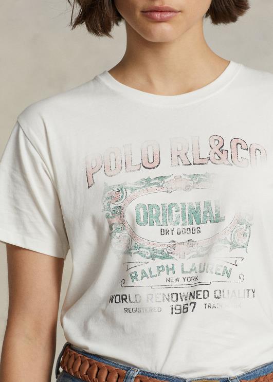 Ralph Lauren naised logograafiline puuvillane trikoosärk PR0V3153 nevis