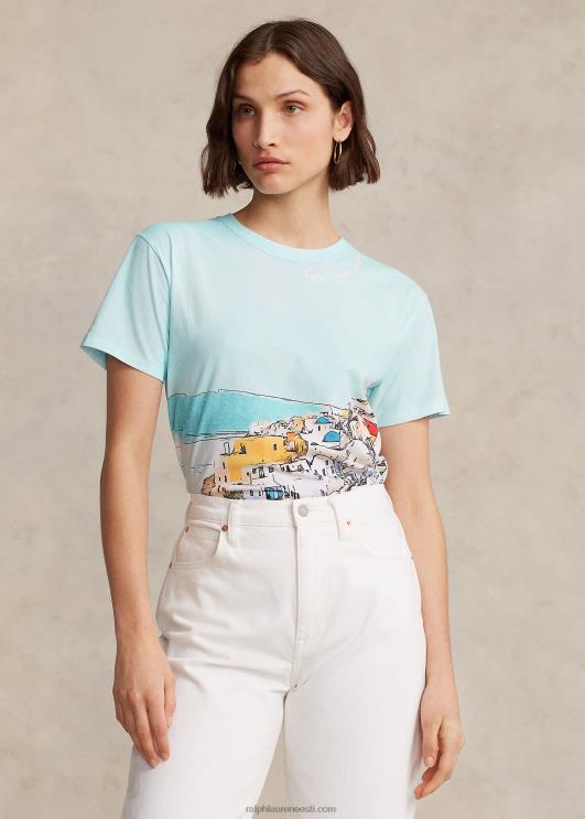 Ralph Lauren naised mereäärse motiiviga puuvillane trikoosärk PR0V3035 mitme maaliline