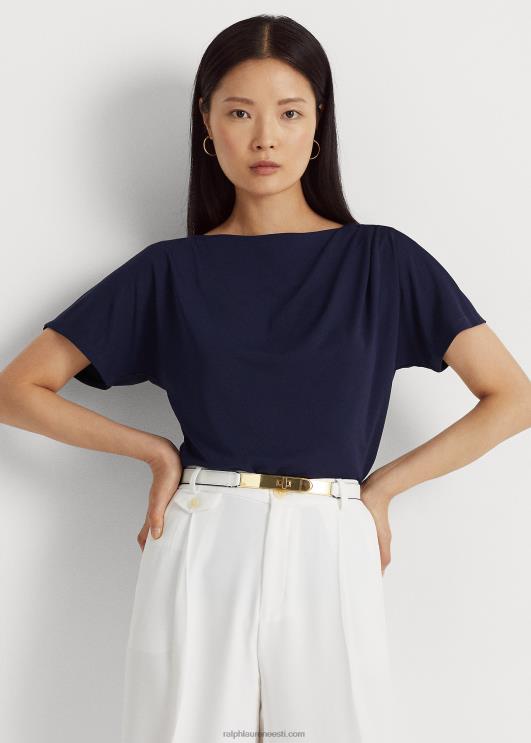 Ralph Lauren naised plisseeritud veniv trikoo särk PR0V3946 rafineeritud merevägi