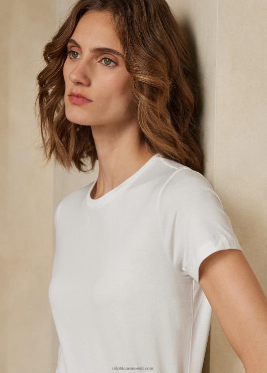 Ralph Lauren naised puuvillane crewneck T-särk PR0V3437 optika valge