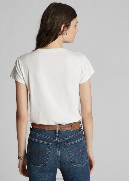 Ralph Lauren naised puuvillane jersey crewneck T-särk PR0V9381 valge