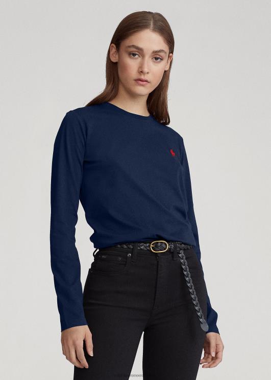 Ralph Lauren naised puuvillane jersey pikkade varrukatega t-särk PR0V4747 kruiisilaevastik