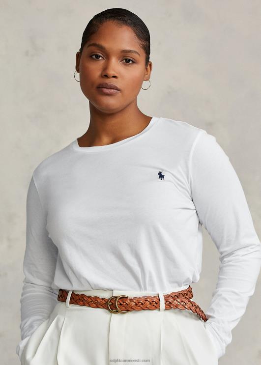 Ralph Lauren naised puuvillane jersey pikkade varrukatega t-särk PR0V9494 valge
