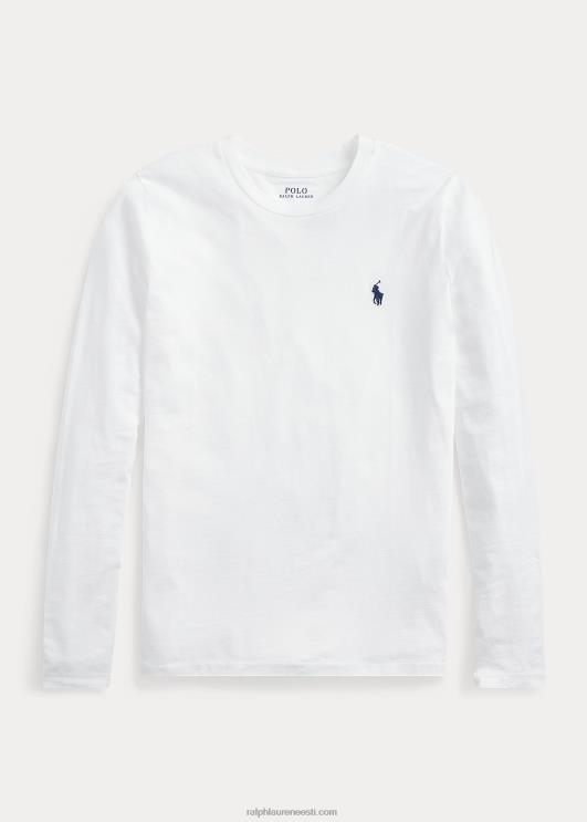 Ralph Lauren naised puuvillane jersey pikkade varrukatega t-särk PR0V9494 valge