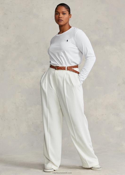 Ralph Lauren naised puuvillane jersey pikkade varrukatega t-särk PR0V9494 valge