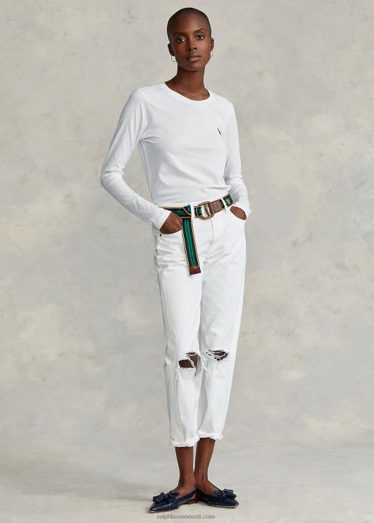 Ralph Lauren naised puuvillane jersey pikkade varrukatega t-särk PR0V9494 valge