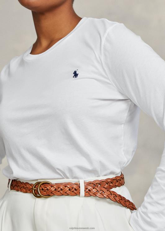 Ralph Lauren naised puuvillane jersey pikkade varrukatega t-särk PR0V9494 valge