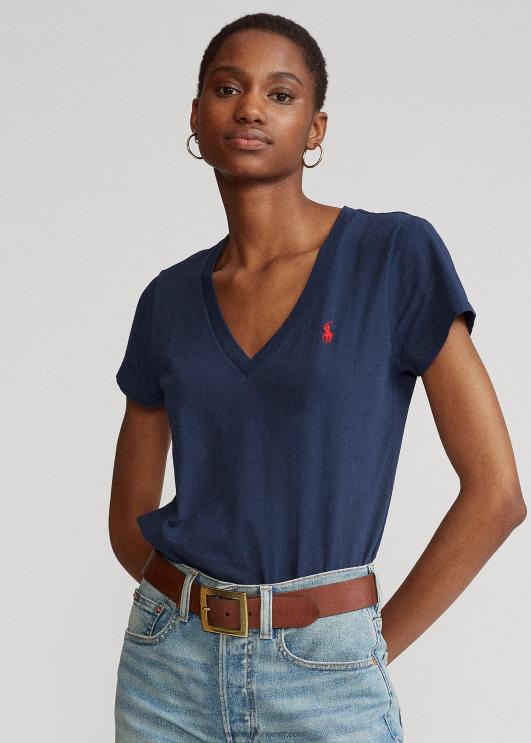 Ralph Lauren naised puuvillane trikoo v-kaelusega särk PR0V9492