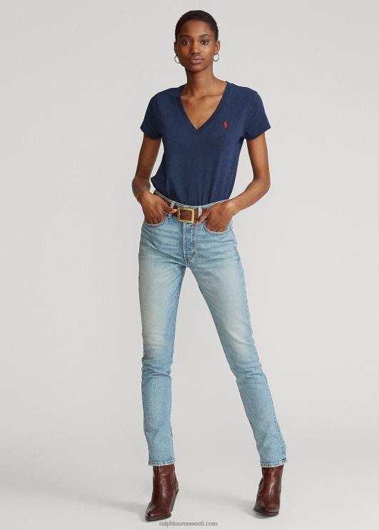 Ralph Lauren naised puuvillane trikoo v-kaelusega särk PR0V9492