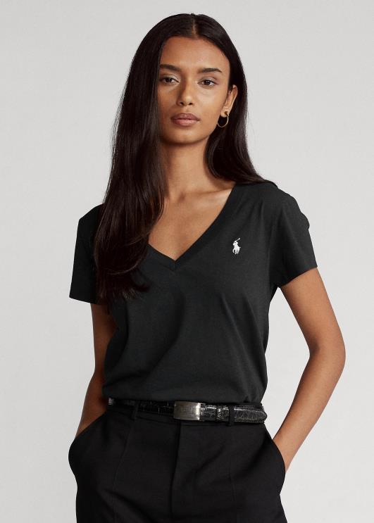 Ralph Lauren naised puuvillane trikoo v-kaelusega särk PR0V9493