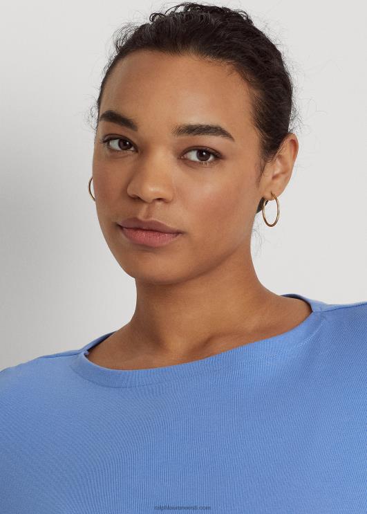 Ralph Lauren naised puuvillasegust paadikaelusega topp PR0V4636 sinine udu