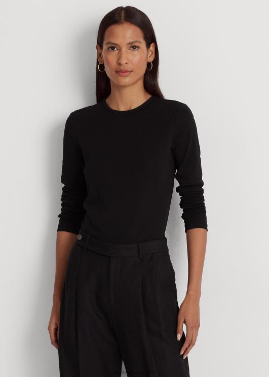 Ralph Lauren naised puuvillasegust pikkade varrukatega topp PR0V4239 must