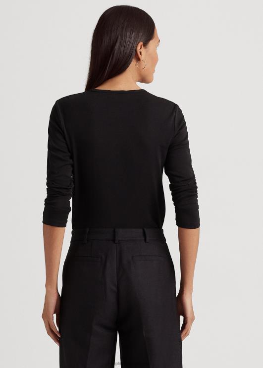 Ralph Lauren naised puuvillasegust pikkade varrukatega topp PR0V4239 must