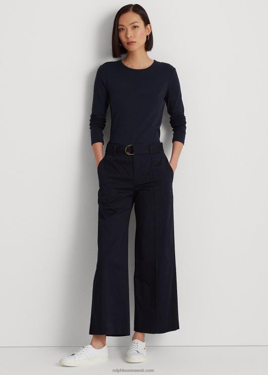 Ralph Lauren naised puuvillasegust pikkade varrukatega topp PR0V4240 merevägi