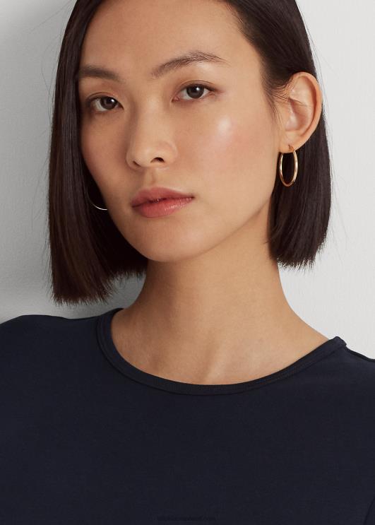 Ralph Lauren naised puuvillasegust pikkade varrukatega topp PR0V4240 merevägi