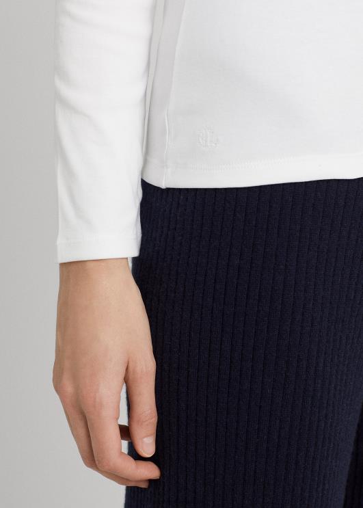 Ralph Lauren naised puuvillasegust pikkade varrukatega topp PR0V4241 valge