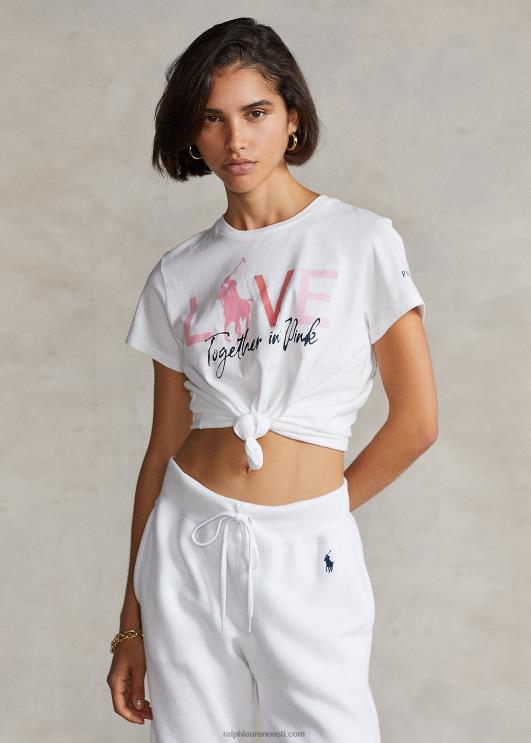 Ralph Lauren naised roosa poni puuvillane t-särk PR0V3435