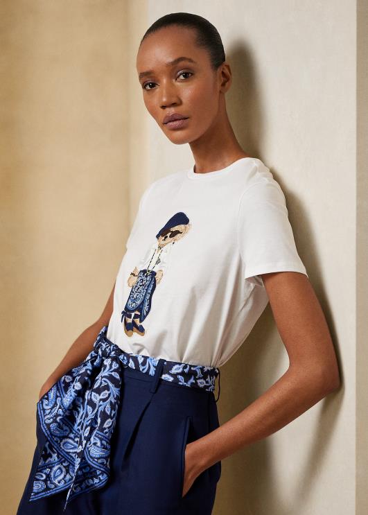 Ralph Lauren naised sarong polo karu puuvillane tee PR0V9323 valge