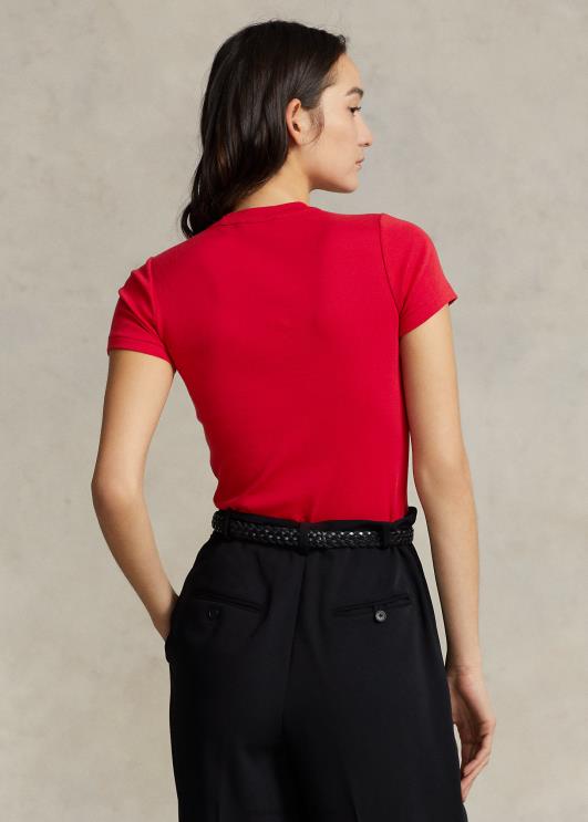 Ralph Lauren naised soonikuga puuvillane t-särk PR0V2876 2000 rubla punane