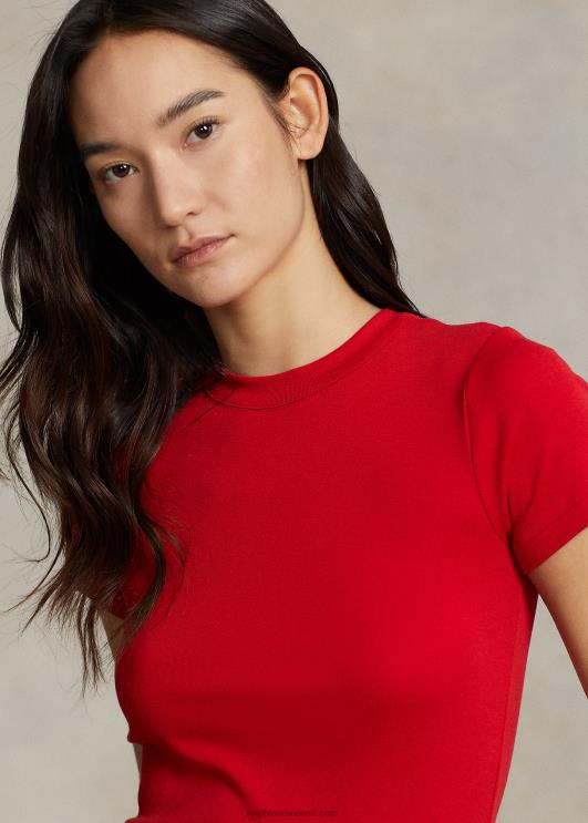 Ralph Lauren naised soonikuga puuvillane t-särk PR0V2876 2000 rubla punane