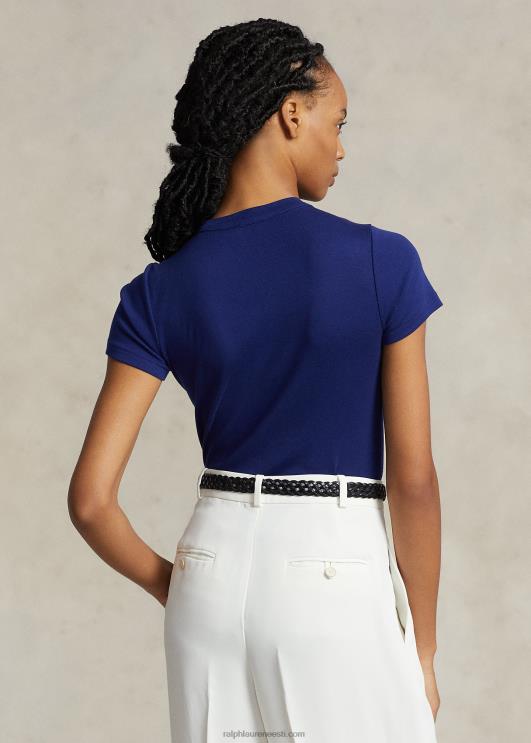 Ralph Lauren naised soonikuga puuvillane t-särk PR0V2877 sügis kuninglik