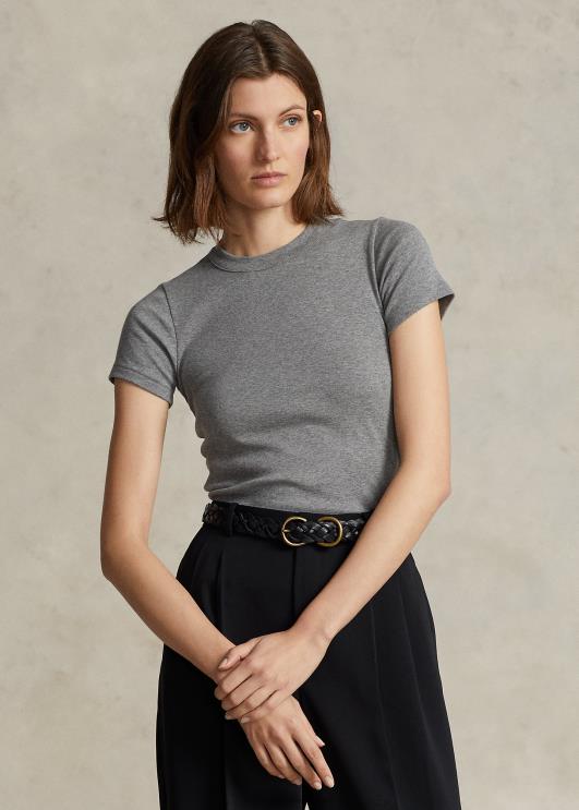 Ralph Lauren naised soonikuga puuvillane t-särk PR0V2880 kuuseroheline kanarbik