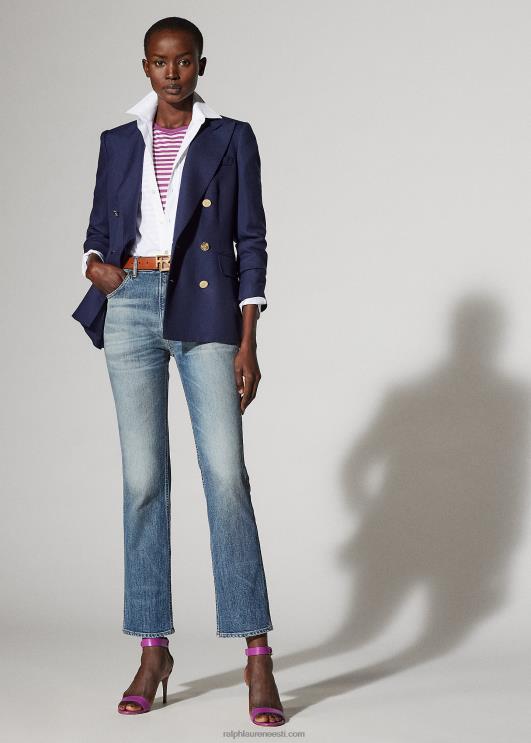 Ralph Lauren naised triibuline kaelakaelusega tasku t-särk PR0V9130 särav marjane/valge