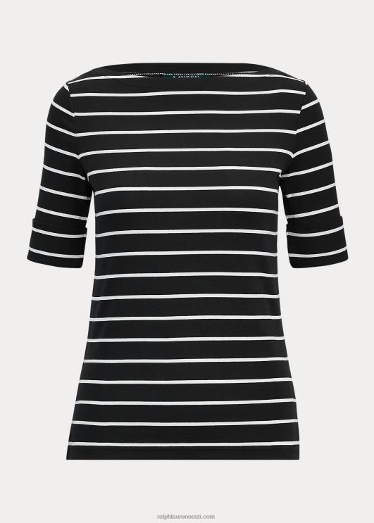 Ralph Lauren naised triibuline paadikaelusega ülaosa PR0V4272 must valge