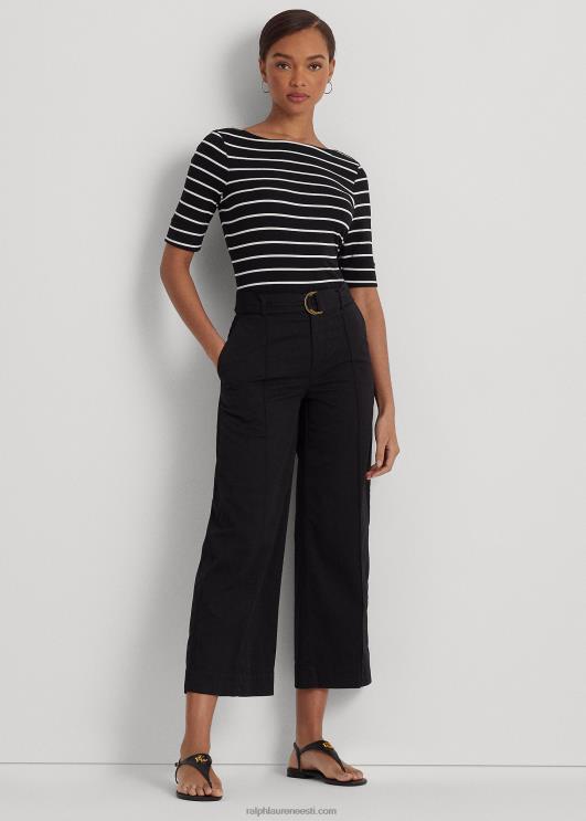 Ralph Lauren naised triibuline paadikaelusega ülaosa PR0V4272 must valge