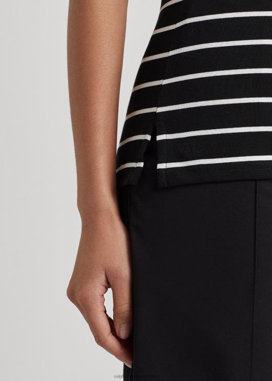 Ralph Lauren naised triibuline paadikaelusega ülaosa PR0V4272 must valge