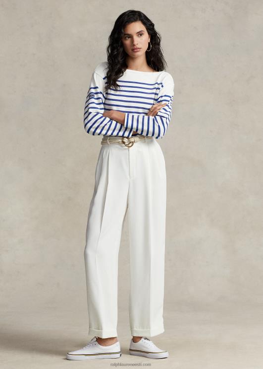 Ralph Lauren naised triibuline paadikaelusega trikoo PR0V3162 tekipesuvahend valge/safiir