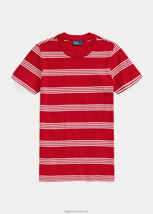 Ralph Lauren naised triibuline soonikuga puuvillane crewneck t-särk PR0V2920 Rl2000 punane/valge