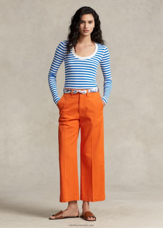 Ralph Lauren naised triibuline soonikuga t-särk PR0V3055 valge/spa kuninglik