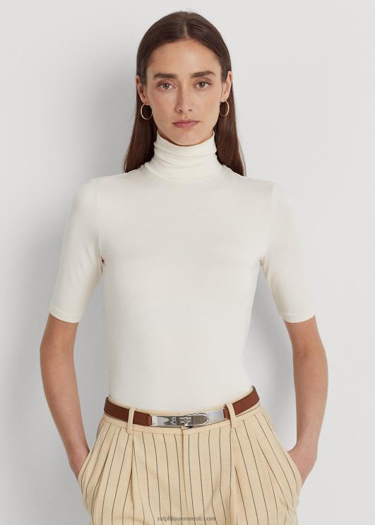 Ralph Lauren naised trikoo-kilpkaelusega topp PR0V4245 mascarpone kreem
