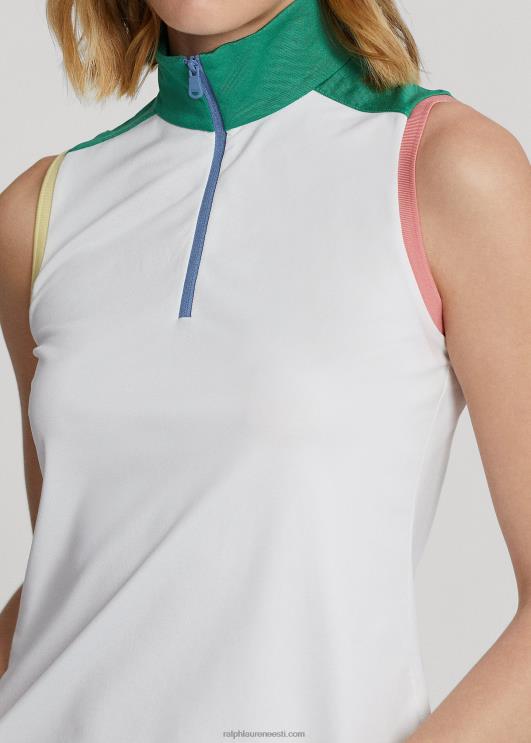 Ralph Lauren naised varrukateta veerandtõmblukuga võrgust pullover PR0V3732 keraamiline valge/parveroheline