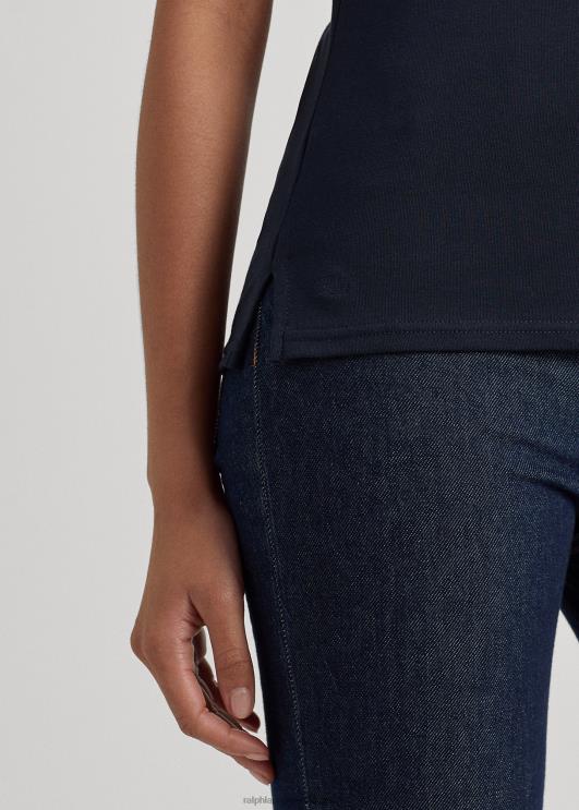 Ralph Lauren naised veniv puuvillane paadikaelusega t-särk PR0V3941 merevägi