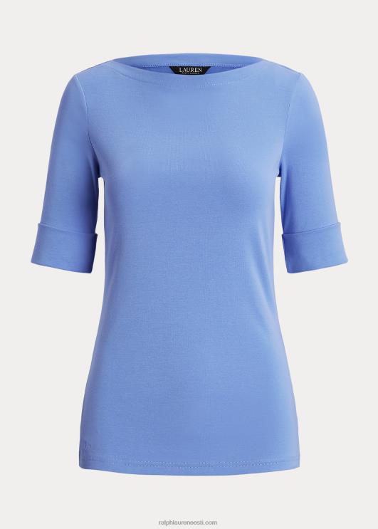 Ralph Lauren naised veniv puuvillane paadikaelusega t-särk PR0V3943 sinine udu