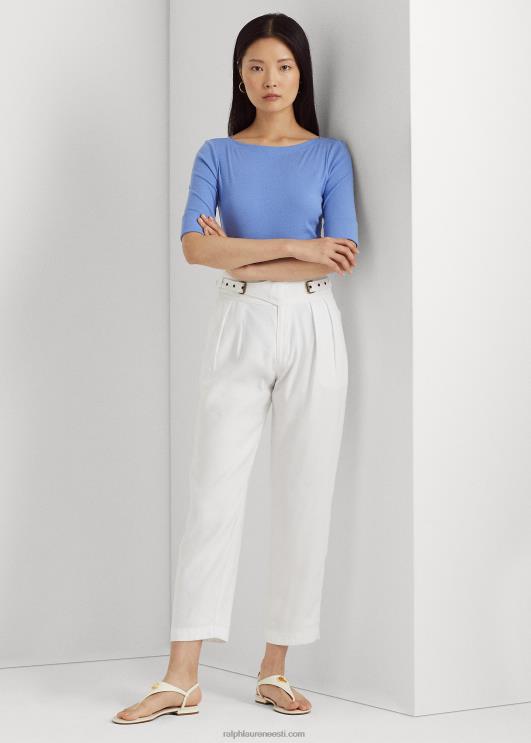 Ralph Lauren naised veniv puuvillane paadikaelusega t-särk PR0V3943 sinine udu