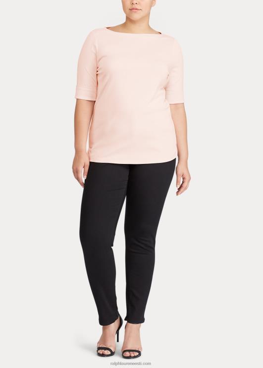 Ralph Lauren naised veniv puuvillane paadikaelusega topp PR0V4730 kahvatu roos