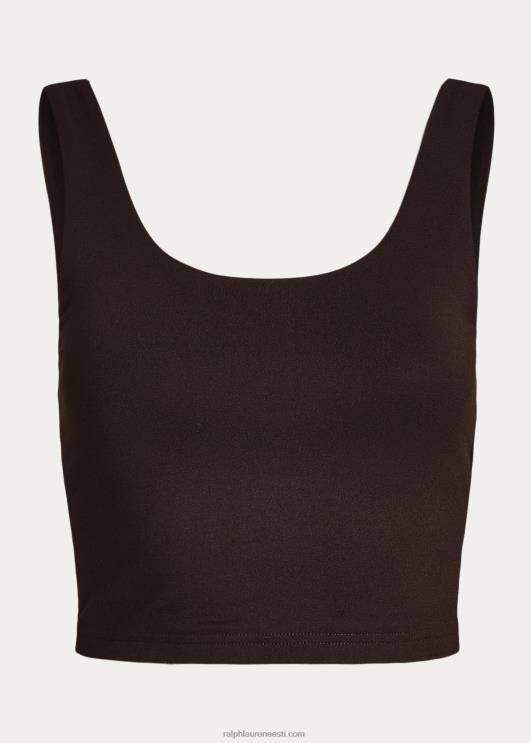 Ralph Lauren naised kärbitud seemisnahast jersey särk PR0V3061 antiikpruun