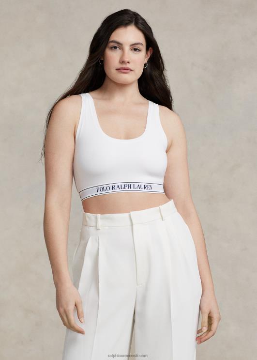 Ralph Lauren naised korduva logoga kühvel kärbitud tank PR0V3389 valge pilv