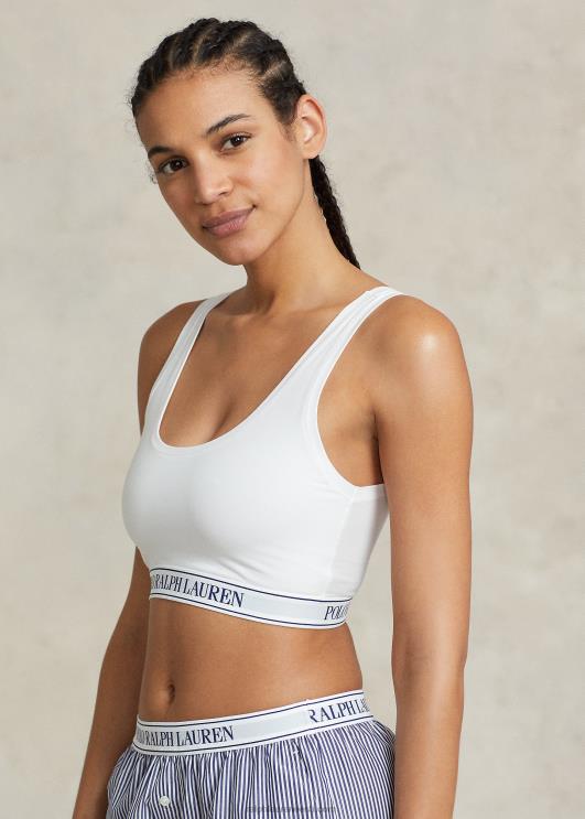 Ralph Lauren naised korduva logoga kühvel kärbitud tank PR0V3389 valge pilv