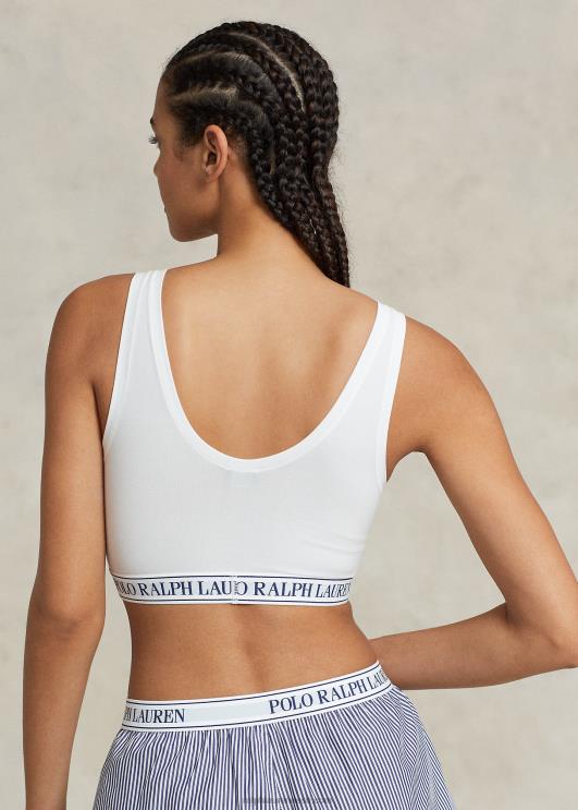 Ralph Lauren naised korduva logoga kühvel kärbitud tank PR0V3389 valge pilv